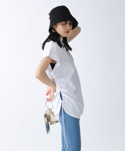 JEANASIS（ジーナシス）の「シャロークルーネックサイドドロストTEE/288337（Tシャツ/カットソー・レディース・オフホワイト/ブラック/グリーン・FREE）」の21枚目の写真