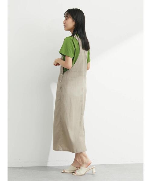 Green　Parks（グリーンパークス）の「ベルギーリネン混ジャンスカ（ジャンパースカート・レディース・ベージュ/ダークグレー・FREE）」の21枚目の写真