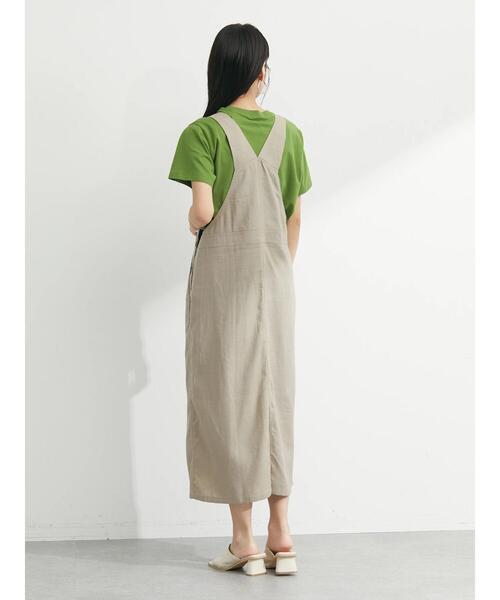 Green　Parks（グリーンパークス）の「ベルギーリネン混ジャンスカ（ジャンパースカート・レディース・ベージュ/ダークグレー・FREE）」の22枚目の写真