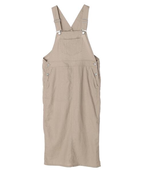 Green　Parks（グリーンパークス）の「ベルギーリネン混ジャンスカ（ジャンパースカート・レディース・ベージュ/ダークグレー・FREE）」の10枚目の写真