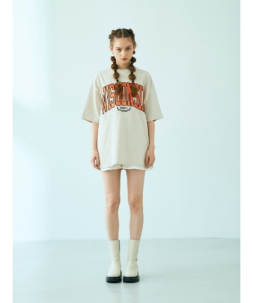 ENVYM（アンビー）の「ビッグロゴオーバーＴＥＥ（Tシャツ/カットソー・レディース・ライトグレー/ホワイト/ブラック・FREE）」の7枚目の写真