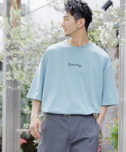 Beno(ビーノ)の「バック刺繍 オーバーサイズ スーベニアTEE BIKE(Tシャツ/カットソー・メンズ・グリーン/サックスブルー/パープル/ブラック/オフホワイト・M/L/LL)」の21枚目の写真