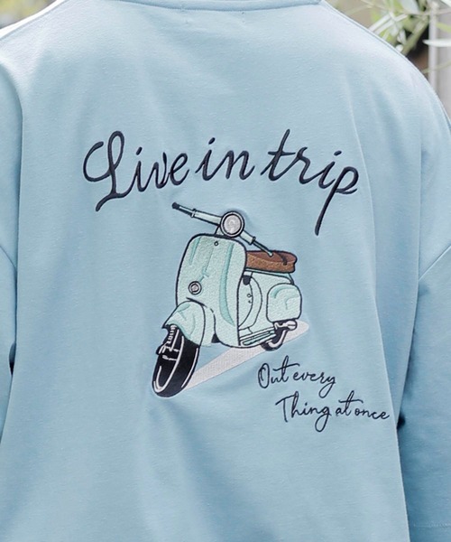 Beno(ビーノ)の「バック刺繍 オーバーサイズ スーベニアTEE BIKE(Tシャツ/カットソー・メンズ・グリーン/サックスブルー/パープル/ブラック/オフホワイト・M/L/LL)」の19枚目の写真