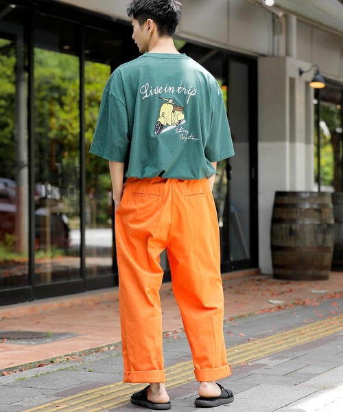 Beno(ビーノ)の「バック刺繍 オーバーサイズ スーベニアTEE BIKE(Tシャツ/カットソー・メンズ・グリーン/サックスブルー/パープル/ブラック/オフホワイト・M/L/LL)」の16枚目の写真