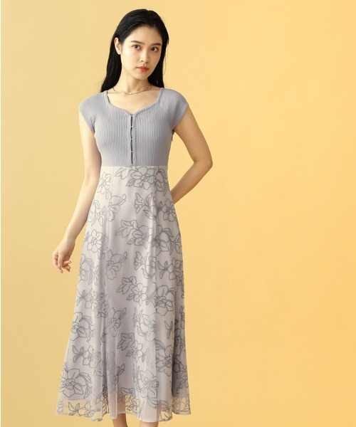 美品✨マルニ フラワーエンブロイダリーニットワンピース　38 ピンク SNIDEL ワンピース フラワーエンブロイダリーマキシワンピース