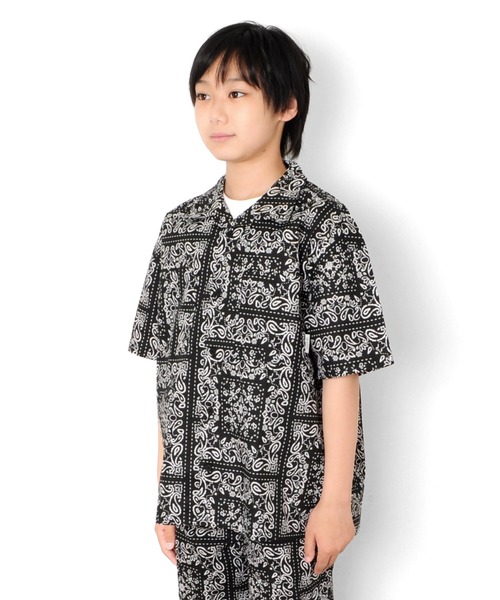 GLAZOS(グラソス)の「T/R・総柄開襟半袖シャツ【セットアップ対応】(シャツ/ブラウス・キッズ・ブラック/ネイビー・150cm/160cm/170cm)」の16枚目の写真