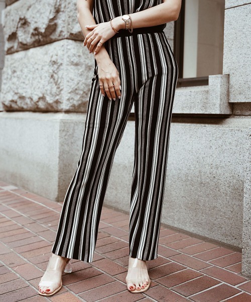 esutoreja（エストレジャ）の「2カラーストライプパンツ（その他パンツ・レディース・グリーン/アイボリー/ブラック・FREE）」の3枚目の写真