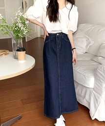 ハイウエストデニムAラインスカート