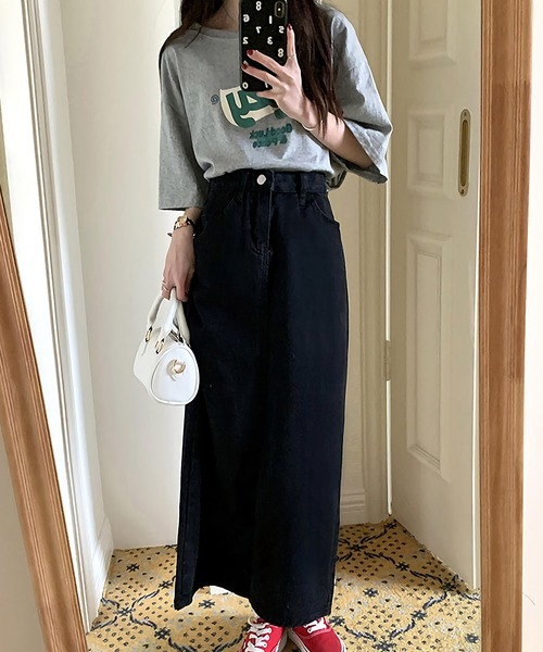 Dita Muaj.(ディータムアージュ)の「ハイウエストデニムAラインスカート(デニムスカート・レディース・ブラック/ネイビー・L/M/S)」の4枚目の写真