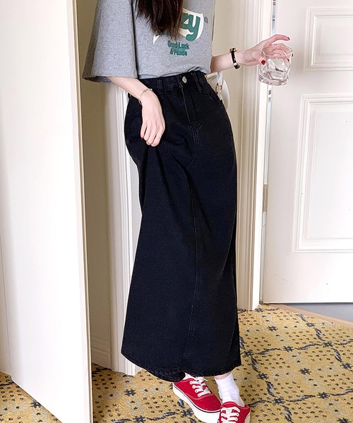 Dita Muaj.(ディータムアージュ)の「ハイウエストデニムAラインスカート(デニムスカート・レディース・ブラック/ネイビー・L/M/S)」の8枚目の写真
