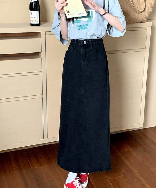 Dita Muaj.(ディータムアージュ)の「ハイウエストデニムAラインスカート(デニムスカート・レディース・ブラック/ネイビー・L/M/S)」の11枚目の写真