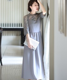 ミモレ丈&七分袖 フォーマル レース ブラウス付きセレモニー 結婚式 パーティー ドレス オケージョンドレス お呼ばれ 二次会 成人式 同窓会 謝恩会 20代 30代