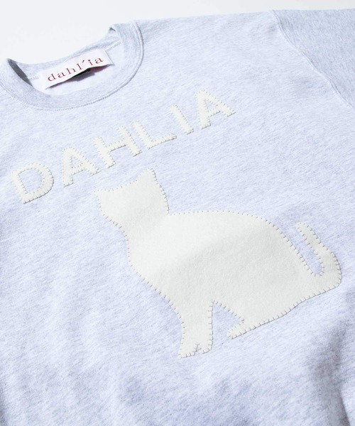 dahl'ia（ダリア）の「dahl’ia 別注 リメイクSWT animal CAT / ダリア リメイクスウェット アニマルキャット（スウェット・レディース・ホワイト/グレー/ブルー・FREE）」の7枚目の写真