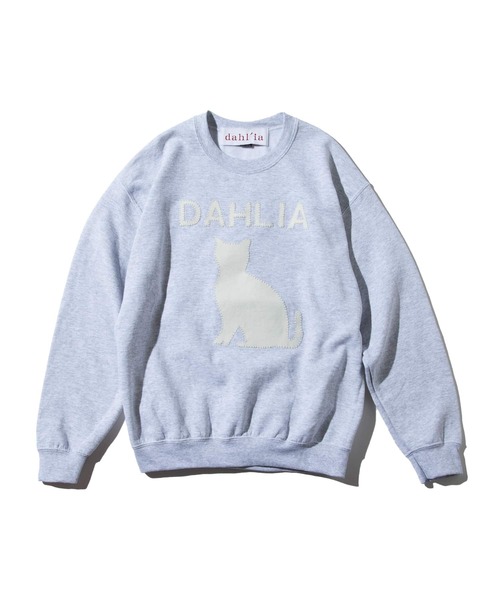 dahl'ia（ダリア）の「dahl’ia 別注 リメイクSWT animal CAT / ダリア リメイクスウェット アニマルキャット（スウェット・レディース・ホワイト/グレー/ブルー・FREE）」の4枚目の写真