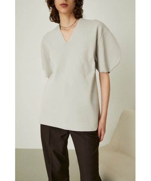 RIM.ARK(リムアーク)の「Round form long knit tops(ニット/セーター・レディース・ネイビー系/ベージュ・ONE SIZE)」の22枚目の写真