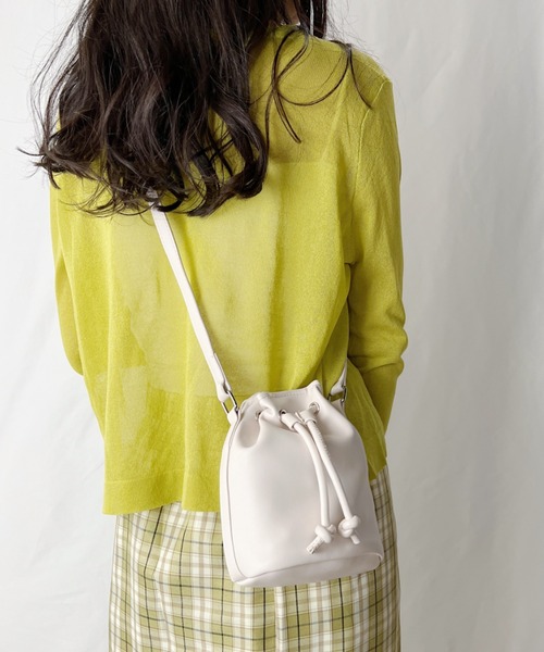 H.Warren（エイチウォーレン）の「巾着ミニショルダーバッグ（ショルダーバッグ・レディース・ホワイト/ブラック/ブラウン/グリーン・FREE）」の2枚目の写真