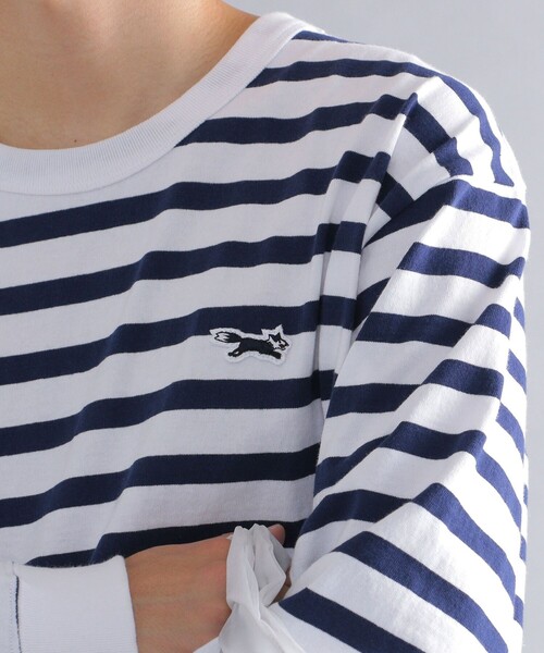 PENNEYS(ぺニーズ)の「*【SHIPS別注】PENNEYS: FOX ロゴ ワッペン ソリッド / ボーダー クルーネック Tシャツ (ロンT)(Tシャツ/カットソー・メンズ・ホワイト/ブラック/チャコールグレー/ブラウン/ライトグリーン/ネイビー/ラベンダー・SMALL/MEDIUM/LARGE/X-LARGE)」の6枚目の写真