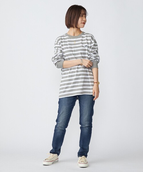 PENNEYS(ぺニーズ)の「*【SHIPS別注】PENNEYS: FOX ロゴ ワッペン ソリッド / ボーダー クルーネック Tシャツ (ロンT)(Tシャツ/カットソー・メンズ・ホワイト/ブラック/チャコールグレー/ブラウン/ライトグリーン/ネイビー/ラベンダー・SMALL/MEDIUM/LARGE/X-LARGE)」の18枚目の写真
