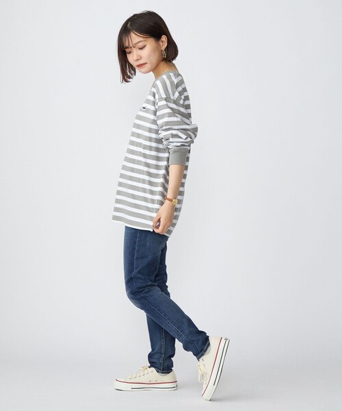 PENNEYS(ぺニーズ)の「*【SHIPS別注】PENNEYS: FOX ロゴ ワッペン ソリッド / ボーダー クルーネック Tシャツ (ロンT)(Tシャツ/カットソー・メンズ・ホワイト/ブラック/チャコールグレー/ブラウン/ライトグリーン/ネイビー/ラベンダー・SMALL/MEDIUM/LARGE/X-LARGE)」の14枚目の写真