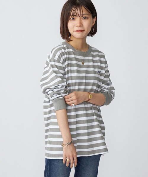PENNEYS(ぺニーズ)の「*【SHIPS別注】PENNEYS: FOX ロゴ ワッペン ソリッド / ボーダー クルーネック Tシャツ (ロンT)(Tシャツ/カットソー・メンズ・ホワイト/ブラック/チャコールグレー/ブラウン/ライトグリーン/ネイビー/ラベンダー・SMALL/MEDIUM/LARGE/X-LARGE)」の8枚目の写真