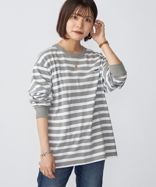 PENNEYS(ぺニーズ)の「*【SHIPS別注】PENNEYS: FOX ロゴ ワッペン ソリッド / ボーダー クルーネック Tシャツ (ロンT)(Tシャツ/カットソー・メンズ・ホワイト/ブラック/チャコールグレー/ブラウン/ライトグリーン/ネイビー/ラベンダー・SMALL/MEDIUM/LARGE/X-LARGE)」の16枚目の写真