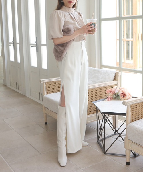 ROYAL PARTY(ロイヤルパーティー)の「ハイウエストZIPスリットパンツ(その他パンツ・レディース・ベージュ/オフホワイト/ブラック・FREE)」の2枚目の写真