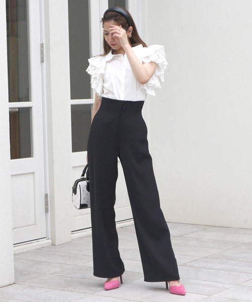 ROYAL PARTY(ロイヤルパーティー)の「ハイウエストZIPスリットパンツ(その他パンツ・レディース・ベージュ/オフホワイト/ブラック・FREE)」の4枚目の写真