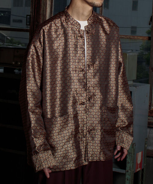 GLOSTER(グロスター)の「【GLOSTER/グロスター】ジャガードチャイナシャツ 総柄 小紋柄(シャツ/ブラウス・メンズ・ブラウン系その他/ベージュ系その他/グリーン系その他・S/M/L)」の2枚目の写真