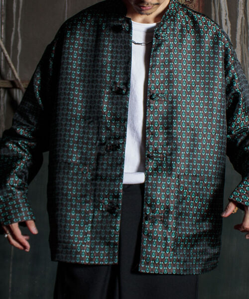 GLOSTER(グロスター)の「【GLOSTER/グロスター】ジャガードチャイナシャツ 総柄 小紋柄(シャツ/ブラウス・メンズ・ブラウン系その他/ベージュ系その他/グリーン系その他・S/M/L)」の4枚目の写真