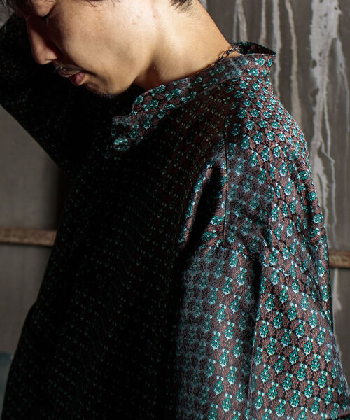 GLOSTER(グロスター)の「【GLOSTER/グロスター】ジャガードチャイナシャツ 総柄 小紋柄(シャツ/ブラウス・メンズ・ブラウン系その他/ベージュ系その他/グリーン系その他・S/M/L)」の15枚目の写真