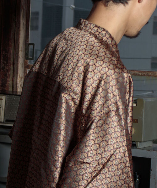 GLOSTER(グロスター)の「【GLOSTER/グロスター】ジャガードチャイナシャツ 総柄 小紋柄(シャツ/ブラウス・メンズ・ブラウン系その他/ベージュ系その他/グリーン系その他・S/M/L)」の6枚目の写真