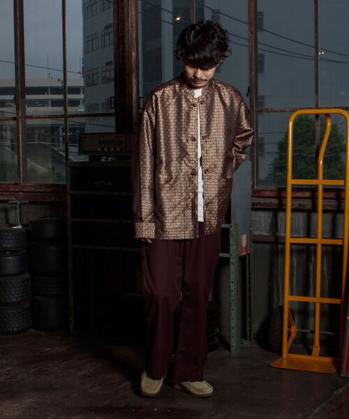 GLOSTER(グロスター)の「【GLOSTER/グロスター】ジャガードチャイナシャツ 総柄 小紋柄(シャツ/ブラウス・メンズ・ブラウン系その他/ベージュ系その他/グリーン系その他・S/M/L)」の10枚目の写真