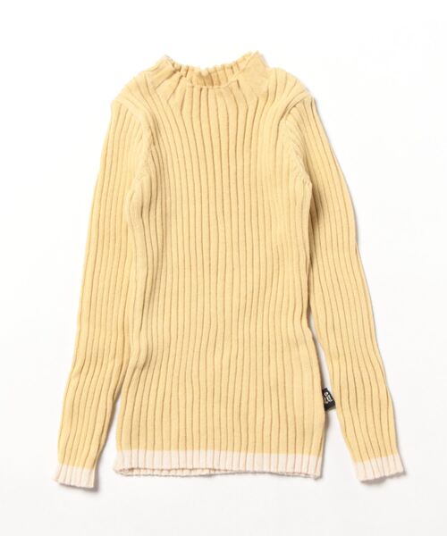 nino（ニノ）の「ワイドリブＫＮＩＴ　配色ライン（ニット/セーター・キッズ・ターコイズブルー/ブラック/ホワイト/スモークピンク/アイボリー・L/M/S/XS）」の3枚目の写真