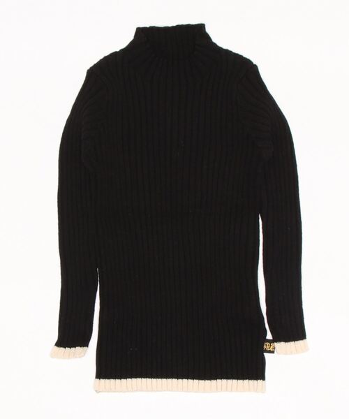 nino（ニノ）の「ワイドリブＫＮＩＴ　配色ライン（ニット/セーター・キッズ・ターコイズブルー/ブラック/ホワイト/スモークピンク/アイボリー・L/M/S/XS）」の4枚目の写真