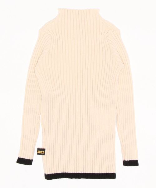 nino（ニノ）の「ワイドリブＫＮＩＴ　配色ライン（ニット/セーター・キッズ・ターコイズブルー/ブラック/ホワイト/スモークピンク/アイボリー・L/M/S/XS）」の6枚目の写真