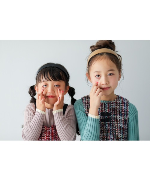 nino（ニノ）の「ワイドリブＫＮＩＴ　配色ライン（ニット/セーター・キッズ・ターコイズブルー/ブラック/ホワイト/スモークピンク/アイボリー・L/M/S/XS）」の7枚目の写真