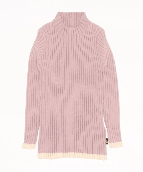 nino（ニノ）の「ワイドリブＫＮＩＴ　配色ライン（ニット/セーター・キッズ・ターコイズブルー/ブラック/ホワイト/スモークピンク/アイボリー・L/M/S/XS）」の12枚目の写真