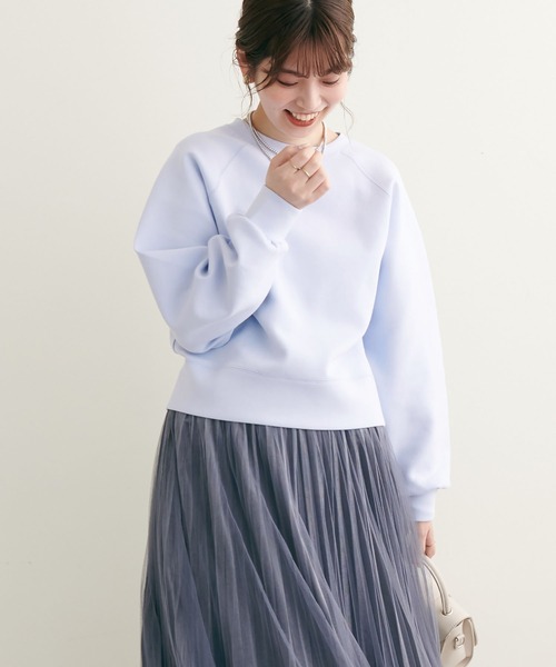 natural couture(ナチュラルクチュール)の「2022AWアイテム/質感と色味にこだわった きれいめクロップド丈プルオーバー(Tシャツ/カットソー・レディース・サックスブルー/オフホワイト/モカ/ピンク・FREE)」の16枚目の写真