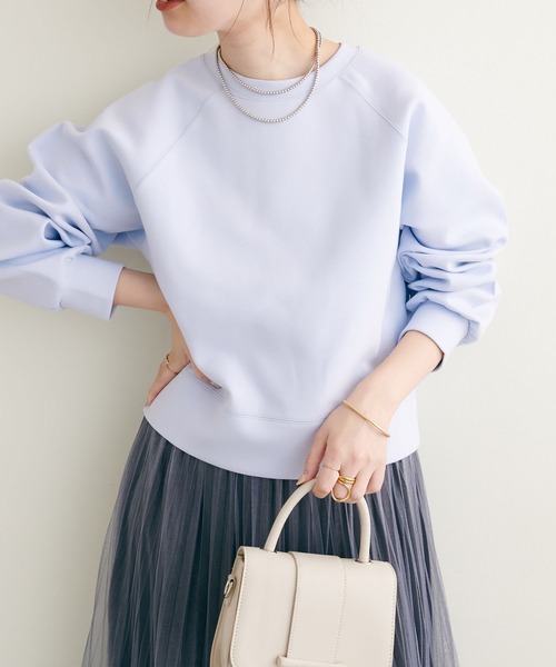 natural couture(ナチュラルクチュール)の「2022AWアイテム/質感と色味にこだわった きれいめクロップド丈プルオーバー(Tシャツ/カットソー・レディース・サックスブルー/オフホワイト/モカ/ピンク・FREE)」の14枚目の写真