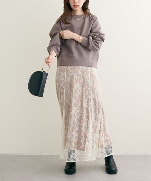 natural couture(ナチュラルクチュール)の「2022AWアイテム/質感と色味にこだわった きれいめクロップド丈プルオーバー(Tシャツ/カットソー・レディース・サックスブルー/オフホワイト/モカ/ピンク・FREE)」の13枚目の写真