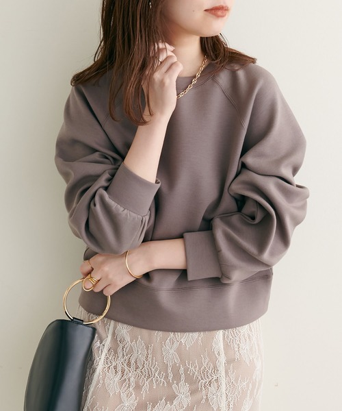 natural couture(ナチュラルクチュール)の「2022AWアイテム/質感と色味にこだわった きれいめクロップド丈プルオーバー(Tシャツ/カットソー・レディース・サックスブルー/オフホワイト/モカ/ピンク・FREE)」の11枚目の写真