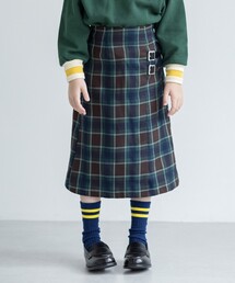 THE SHOP TK  | 【110-150/ミディ丈】チェックベルトスカート(スカート)