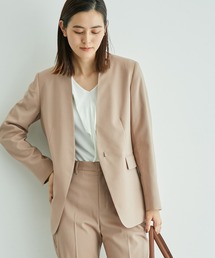 【手洗い可能】ストレッチウールノーカラージャケット/セットアップ対応