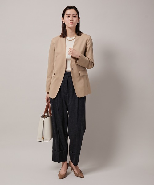 ROPE'(ロペ)の「【手洗い可能】ストレッチウールノーカラージャケット/セットアップ対応(ノーカラージャケット・レディース・ブラック/ベージュ・40/38/36)」の5枚目の写真