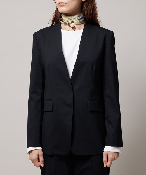 ROPE'(ロペ)の「【手洗い可能】ストレッチウールノーカラージャケット/セットアップ対応(ノーカラージャケット・レディース・ブラック/ベージュ・40/38/36)」の8枚目の写真