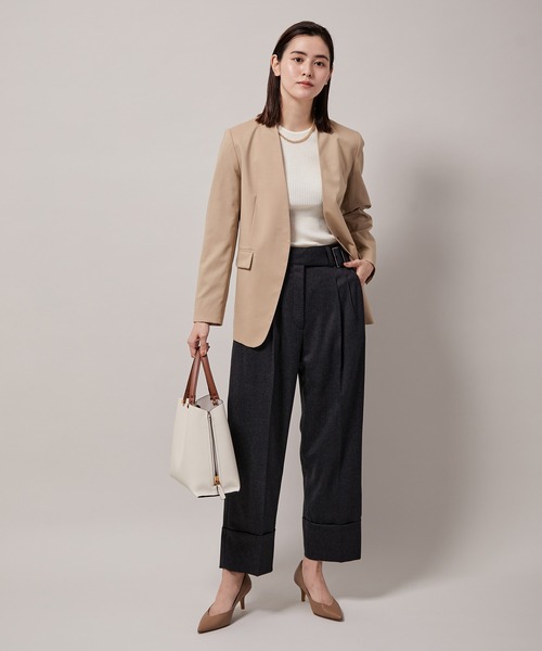 ROPE'(ロペ)の「【手洗い可能】ストレッチウールノーカラージャケット/セットアップ対応(ノーカラージャケット・レディース・ブラック/ベージュ・40/38/36)」の20枚目の写真