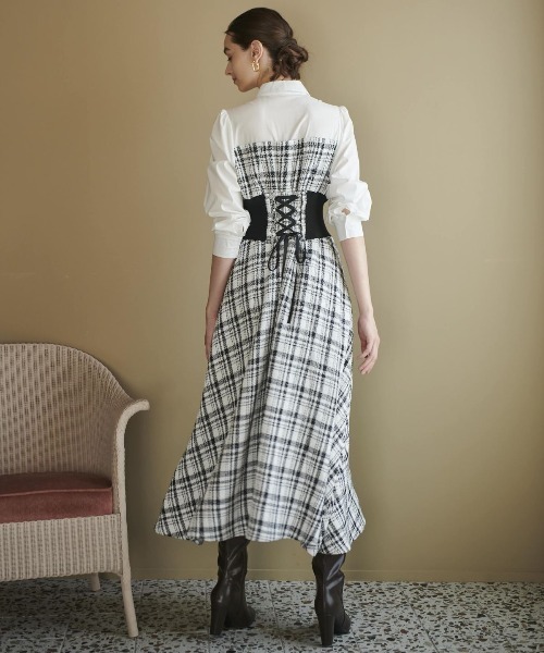 AND COUTURE（アンドクチュール）の「ツイード柄ウエストリブ切替