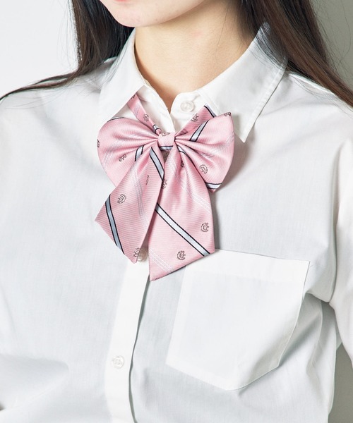 WEGO（ウィゴー）の「WEGO/エンブレム柄スクールリボン（ネクタイ・レディース・ネイビー/レッド/ピンク/グリーン・FREE）」の3枚目の写真