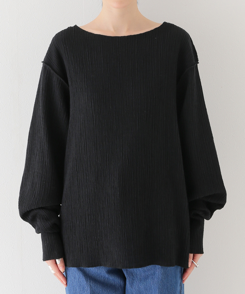 FRAMeWORK リンクルトリコットトップス　カットソー　ブラック FRAMeWORK（フレームワーク）の「リンクルトリコットトップス（T