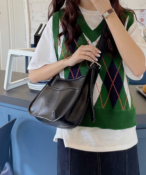 aimoha（アイモハ）の「シンプルショルダーバッグ（ショルダーバッグ・レディース・ブラック/オフホワイト/ブラウン・FREE）」の20枚目の写真